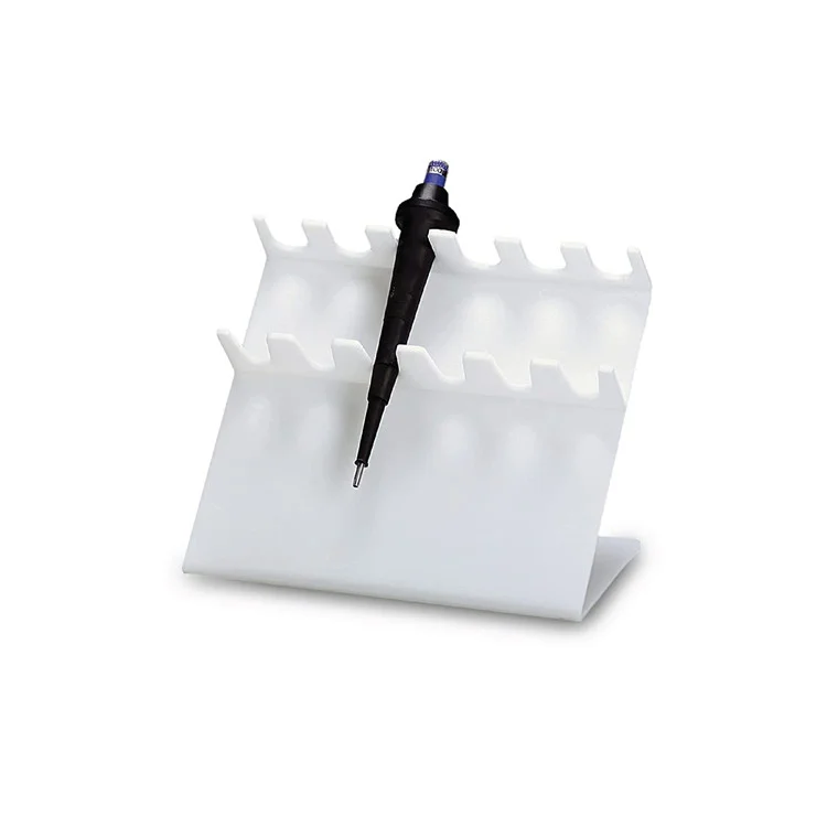 6 Place Slanted Auto Clear Acrylic Pipettor Holder White Pen Display Stand