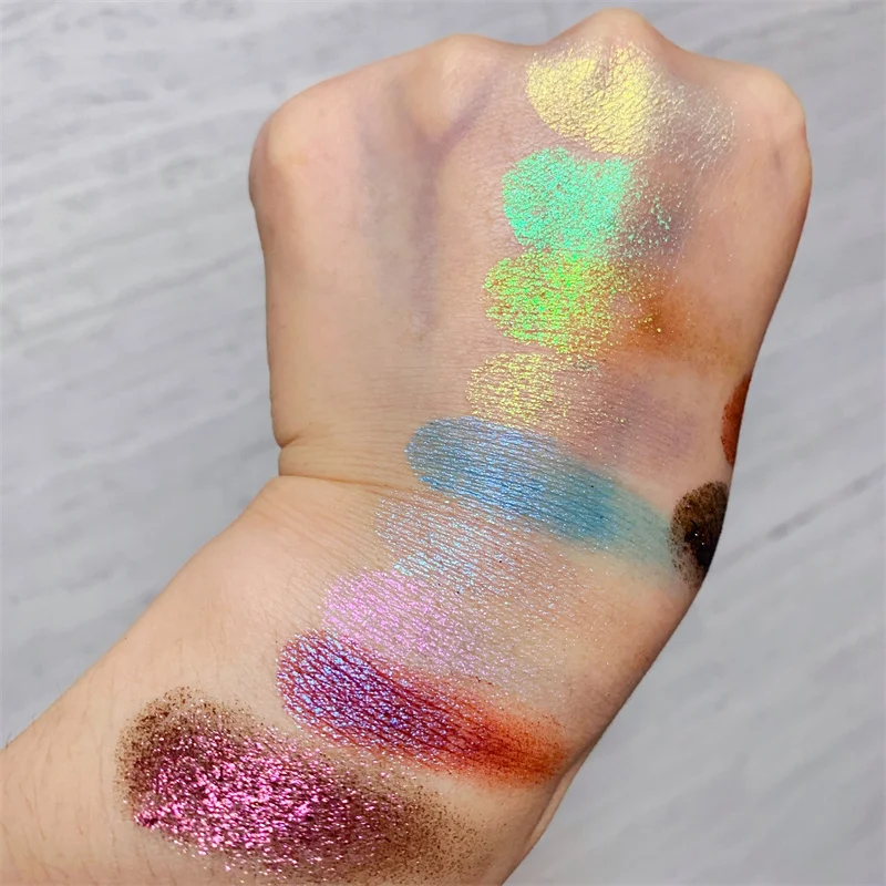 Custom Logo Makeup Maquillage Cosmetics Highly aurora color shift chameleon pigmented eyeshadow pressed Glitter Chameleon Powder