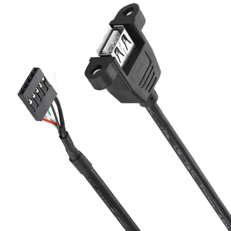 USB Female Screw Panel Mount Cable To Motherboard Dupont Terminal 5PIN PH2.54MM