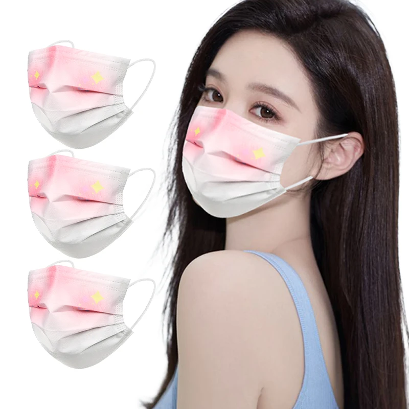 High quality 3ply non-woven cotton breathable safety facemask for daily use cute blush design masks disposable medical face mask
