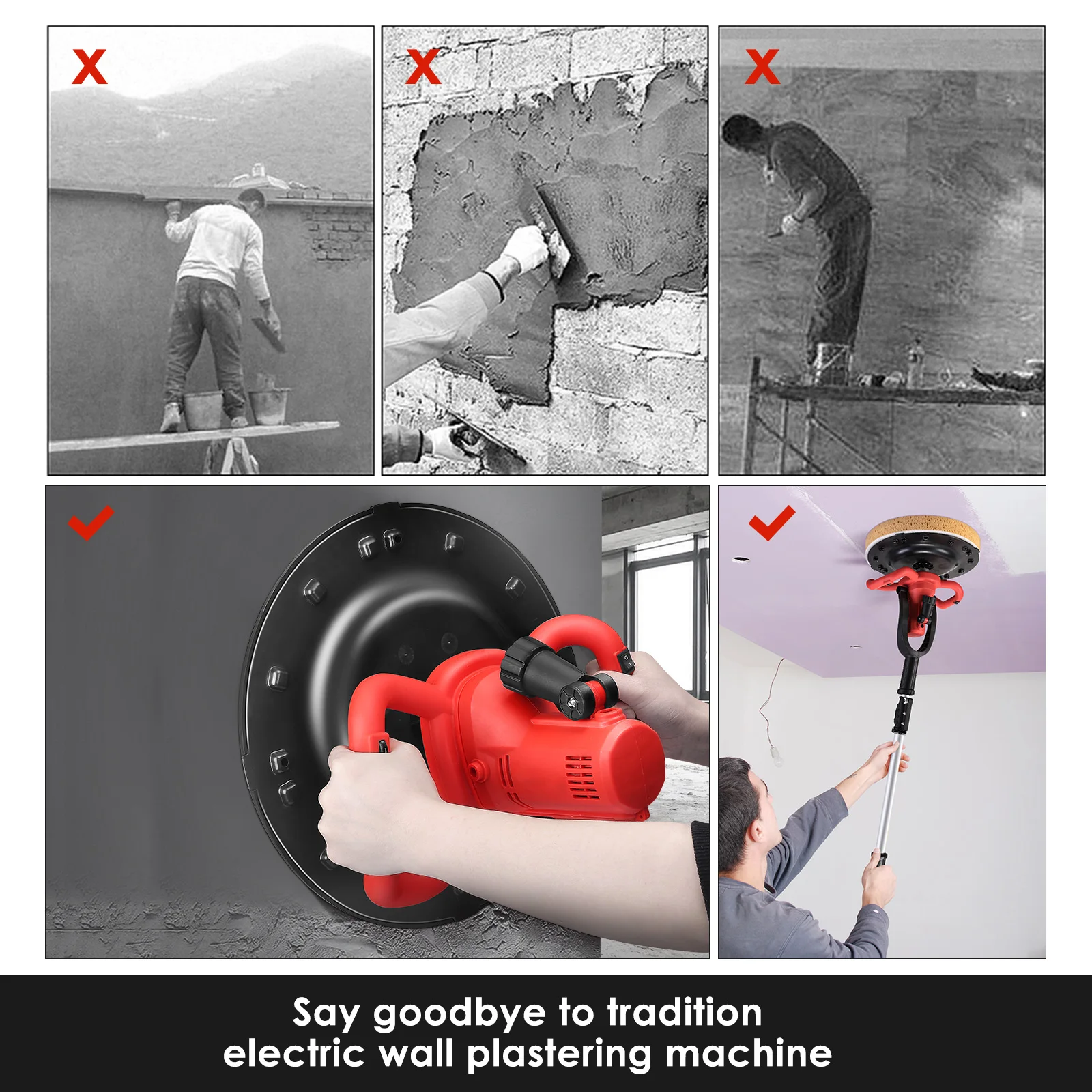 Hot selling electric wall concrete grinding machine long rod ceiling drywall sander dust-free wall grinder