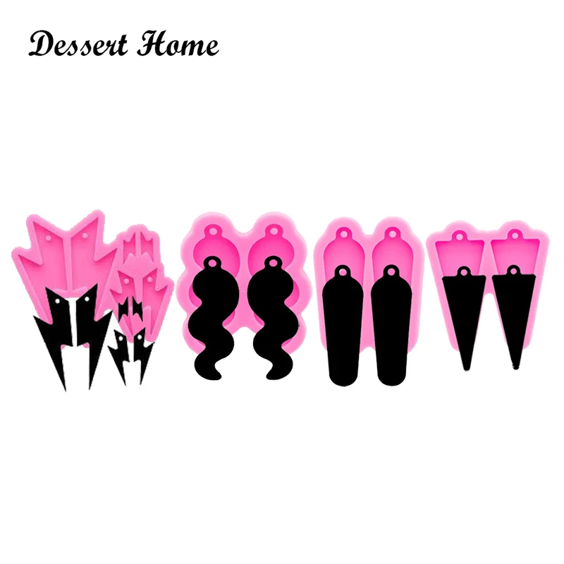 DY1020 Shiny Long Tassel Pendant Resin Earring Molds Epoxy Art Jewelry, Silicone Lightening Mould Making Diy Crafting