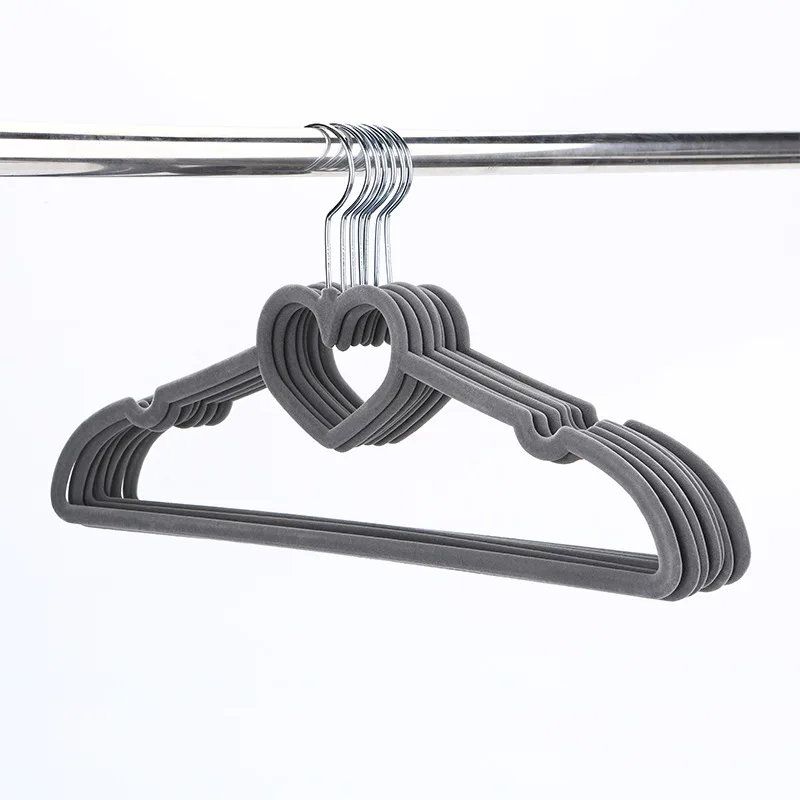 Colorful Thick Velvet Clothes Hangers Loving Heart Velvet Coat Hanger Non-slip Heart-shaped Hangers 100 Pack