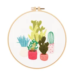 Wholesale needlework  Plant Patterns Stamped DIY Cross Stitch 3 In 1 Pack Sets Embroidery Starter Kit Including Instructions