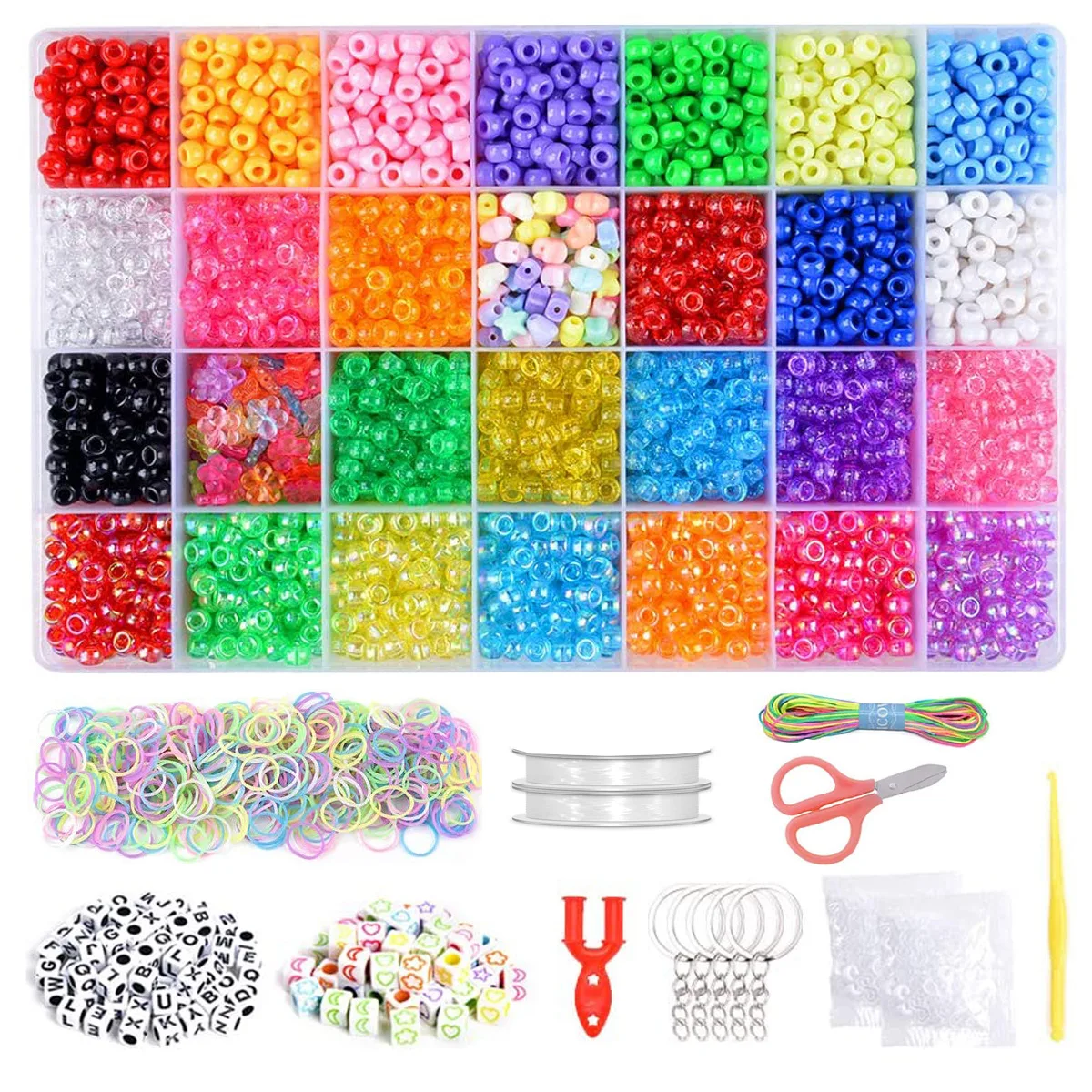 6132Pcs Colorful Pony Seed Beads Heishi Pearl Beads For Jewelry Making DIY Beaded Bracelets Necklaces Craft Kit