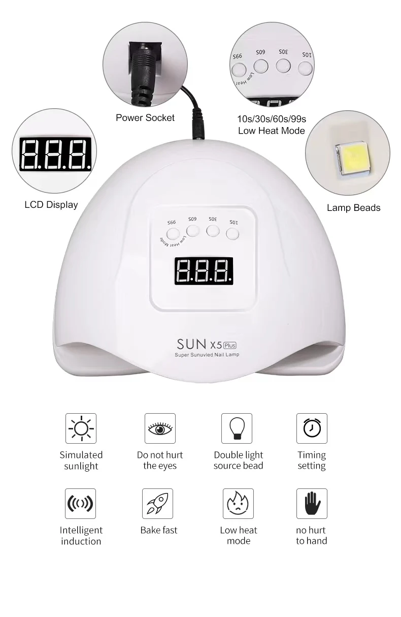 UV Gel Lamp LED Nail Light Fast Nail Dryer for Gel Polish Portable Handle Large Space Nail Art Equipment Manicure Tool