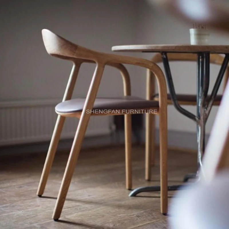 Fine Textures Natural Beech Ash Dining Brown Chair Oak Wooden Chair For Restaurant Fine Craftsmanship Cafe Hotel