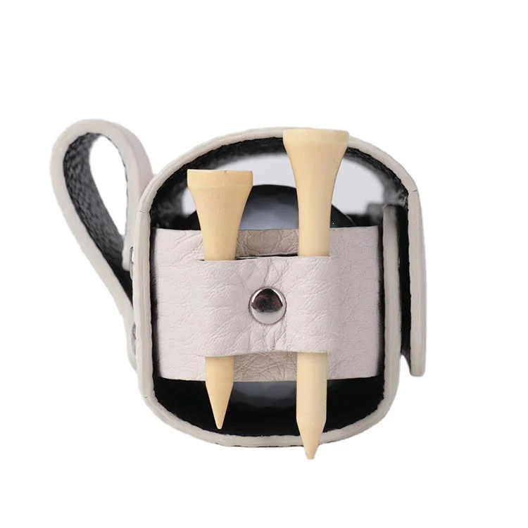 New Designs Custom Leather Golf Ball Bag Pouch Golf Bag With 2 Golf Balls