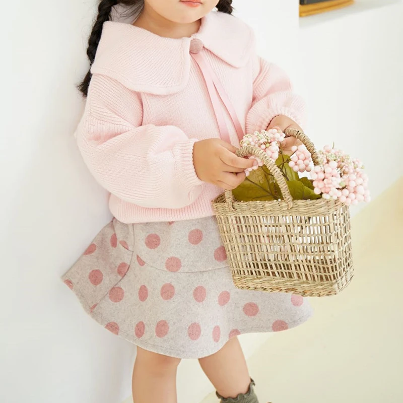 
Autumn baby girl blouse tops soft cotton boutique clothes long sleeve toddlers pullover sweater with ribbon bow 