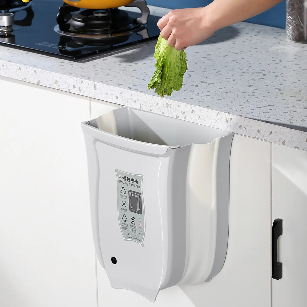 
Wholesale 10L Folding Kitchen Bin Mounted Bin Cabinet Door Trash Can 
