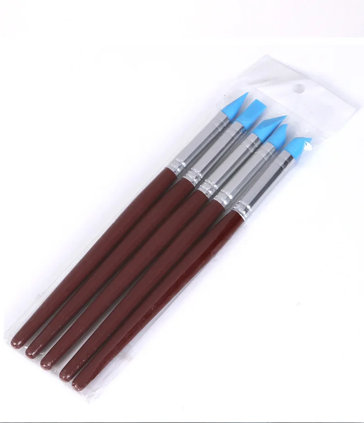 5 pcs/set Silicone Rubber Clay Shapers Sculpting Polymer Modelling Pottery Clay Tool Engraving Rubber Craft Pen Brushes