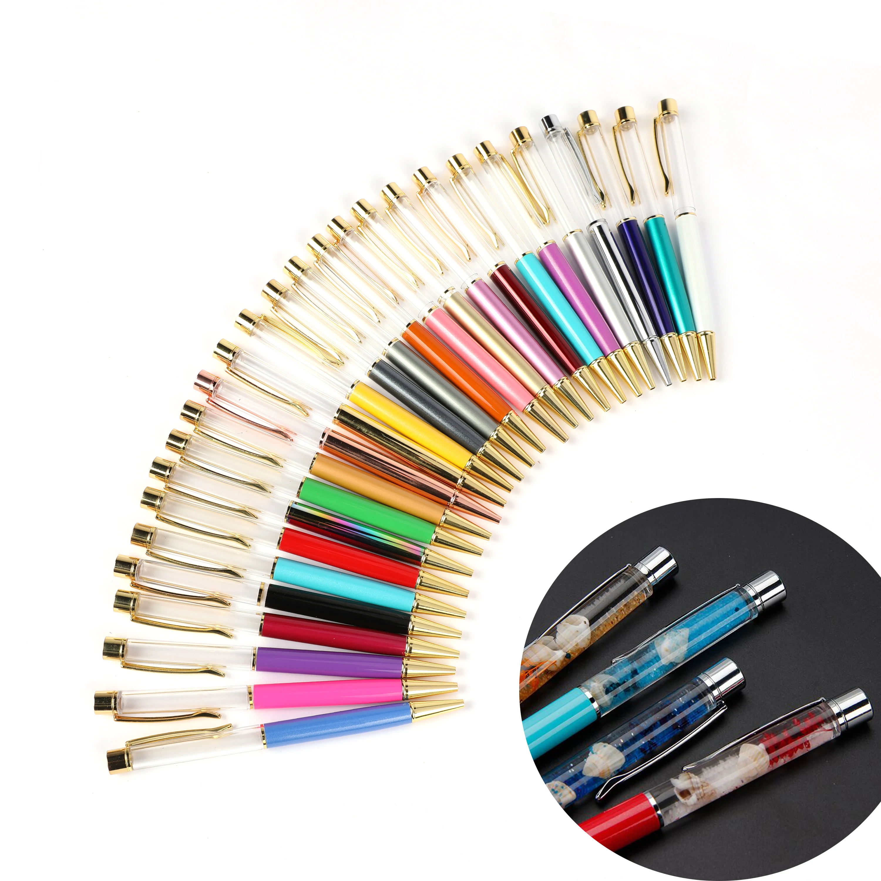 Japan Gold Foil Oil Liquid Ball Pen Creative DIY Liquid Floater Pen Colorful DIY Glitter Empty Tube Twist Ballpoint Pen