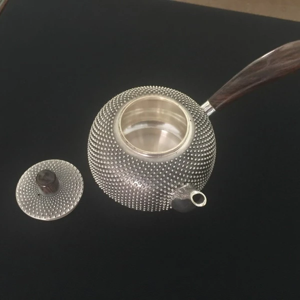 CNC silver pot of wooden handle, CNC teapot wood parts, CNC is embossed with a design teapot