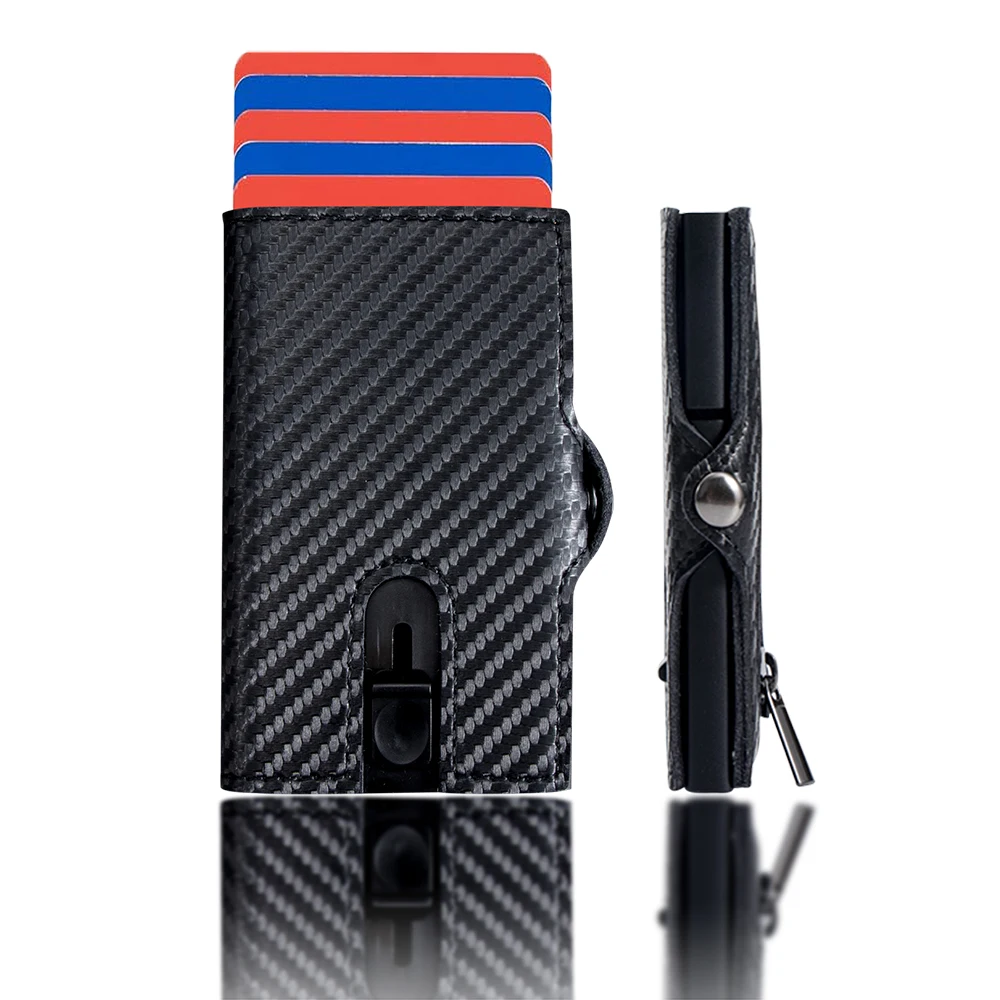Men Slim Carbon Fiber wallet with Elastic Money Clip RFID Shield Carbon Fiber Cover Card Holder Bifold Wallet