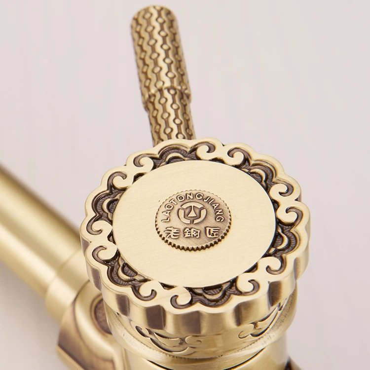 One hole commercial luxury brushed gold face basin tap faucet set