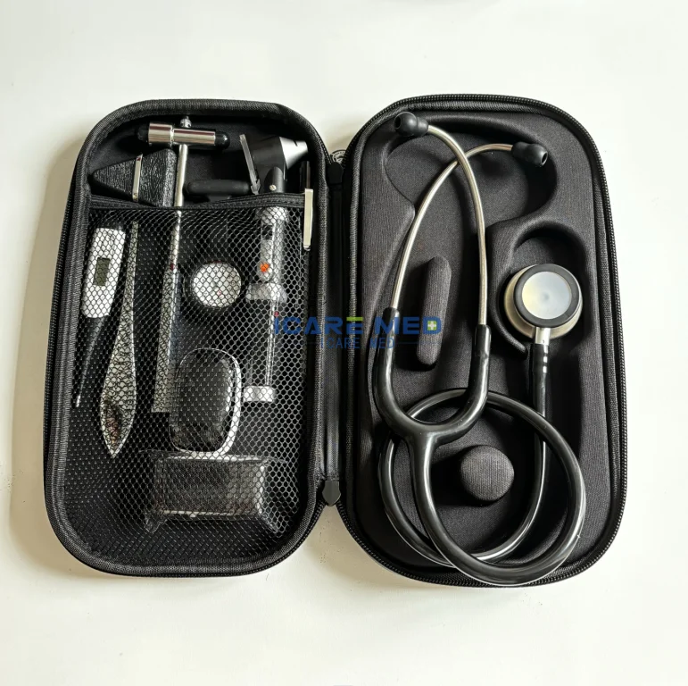 Medical Portable Stethoscope Otoscope tuning fork Kit Professional Ear ENT With EVA Bag For Medical Student