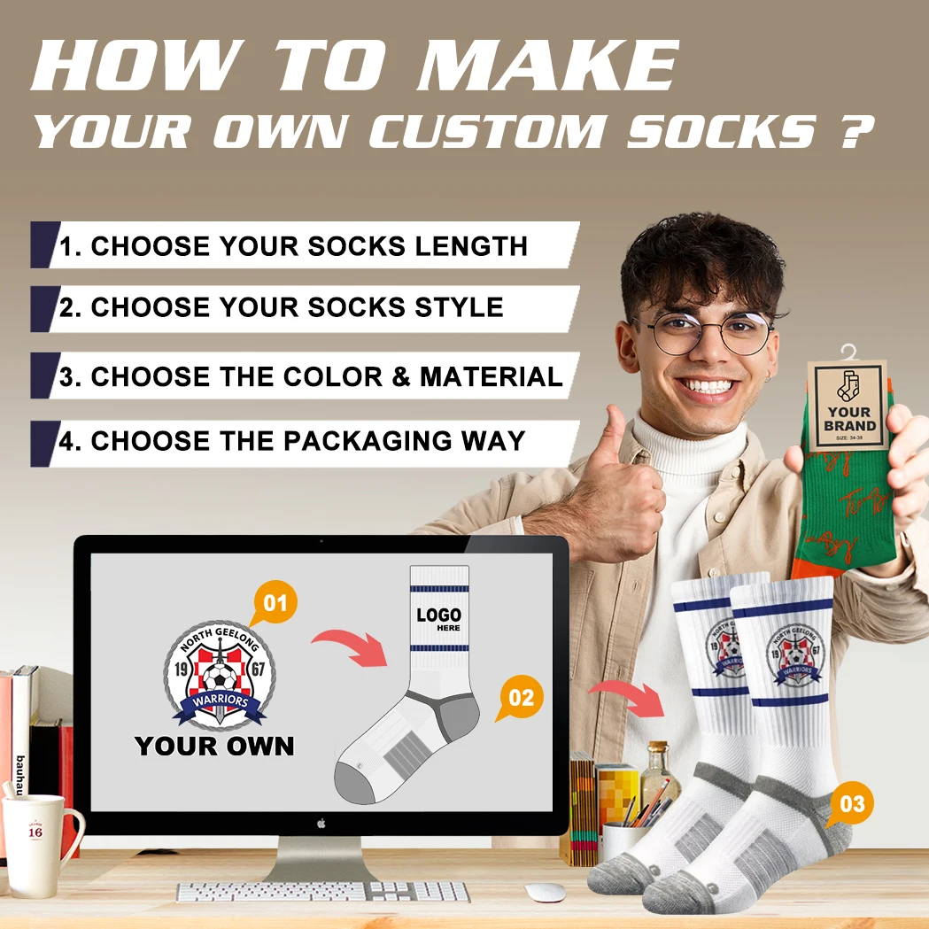 Custom Design Logo Sport Unisex Socks Custom Made Your Own Logo Athletic Socks