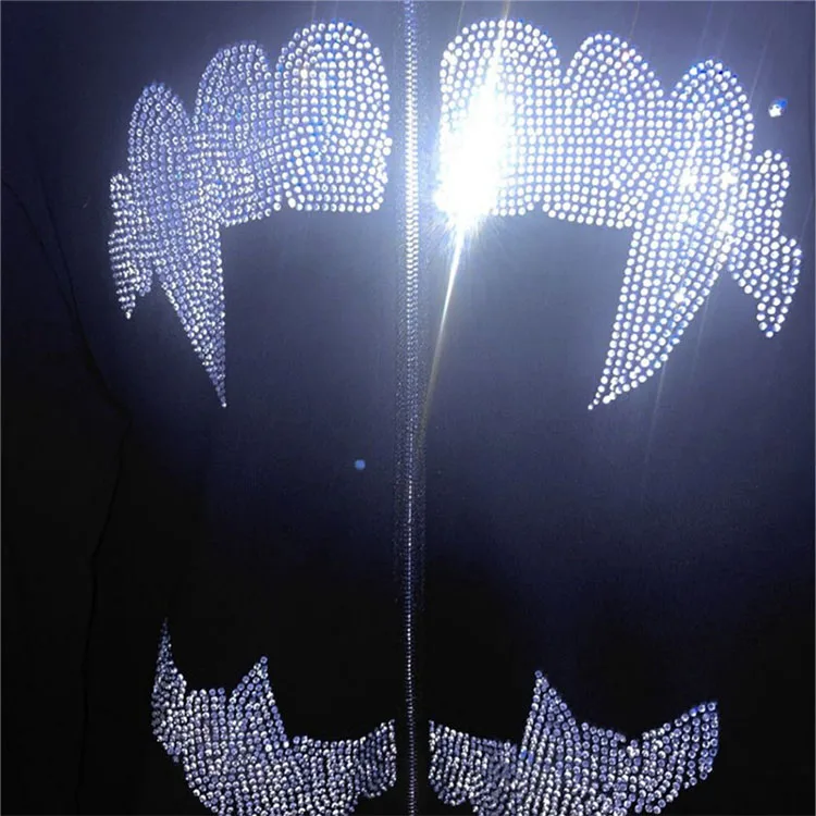 Huili OEM manufacturer hip hop dark men spider heavy weight full zip up hoodie custom rhinestone