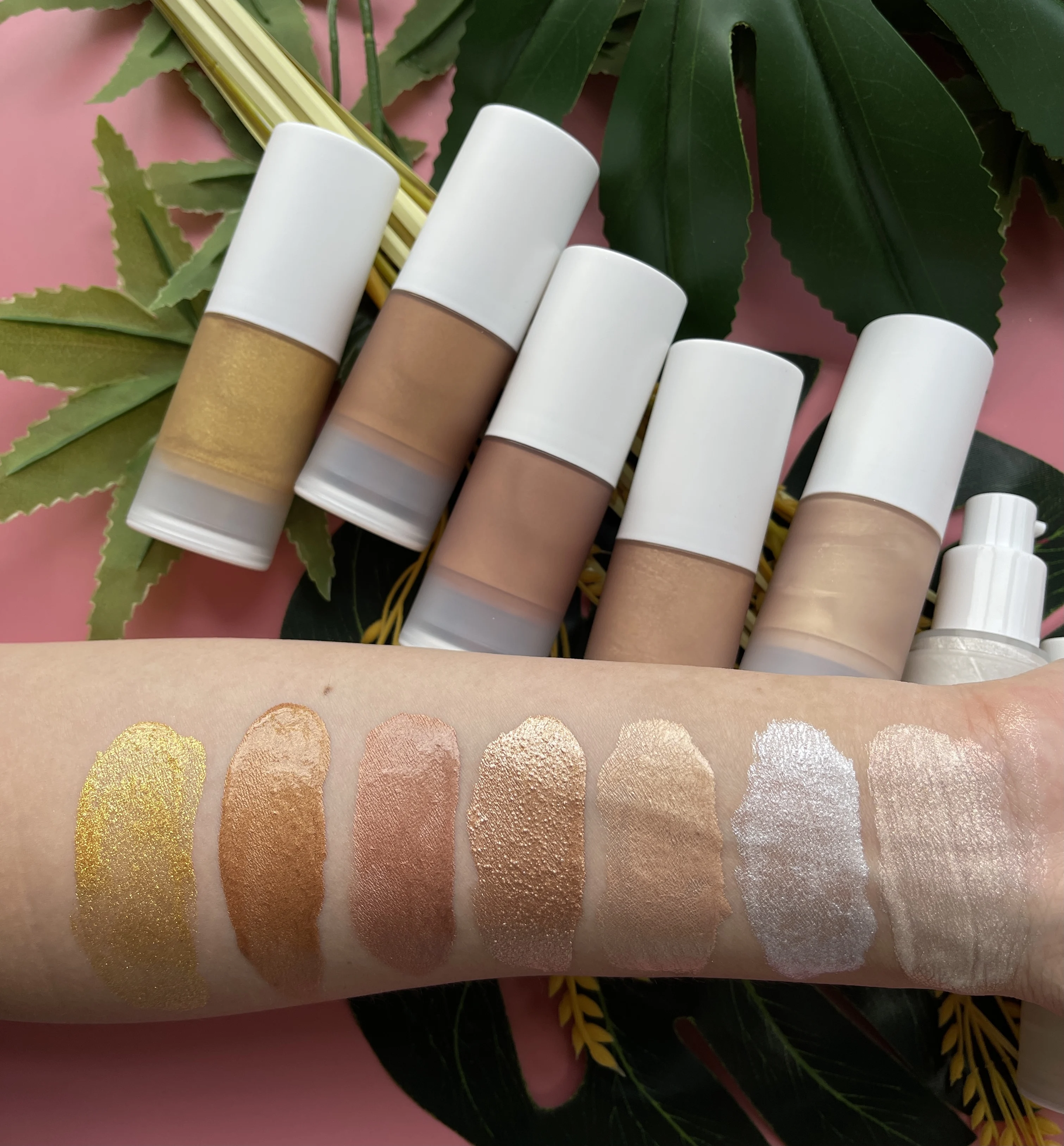 Private Label Vegan Shimmer Spray Makeup Glitter Waterproof Bronzer Gold Liquid Highlighter Body Shimmer Oil