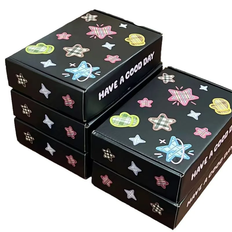 Black starts printing Cartoon paper box jewelry packaging gift box custom logo accept corrugated mailing box