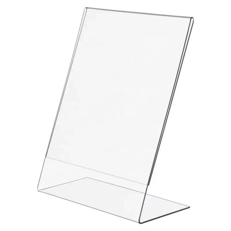 Signage Display Stand Holder Frame Customized L Shape Acrylic Countertop Slant Leaflet Table Sign