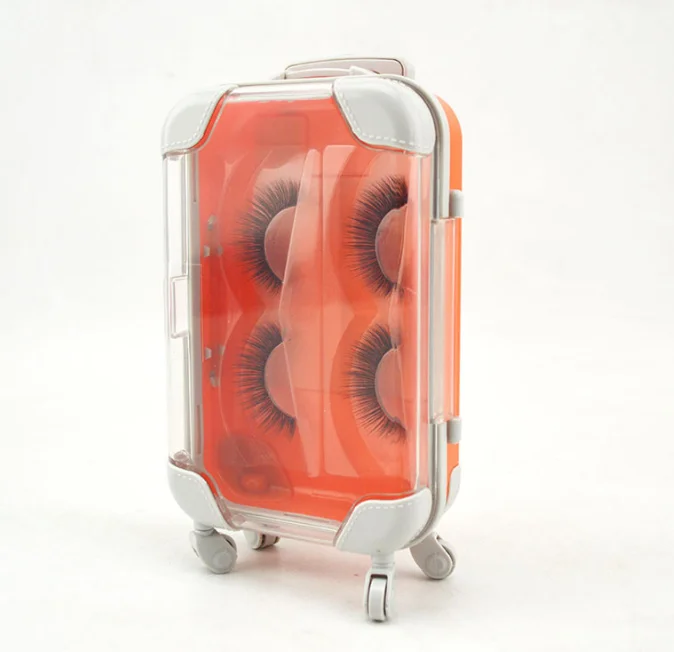 New Travel Suitcase 2 pairs Eyelash Box False Eyelash Packing Box Luggage Trolley Case