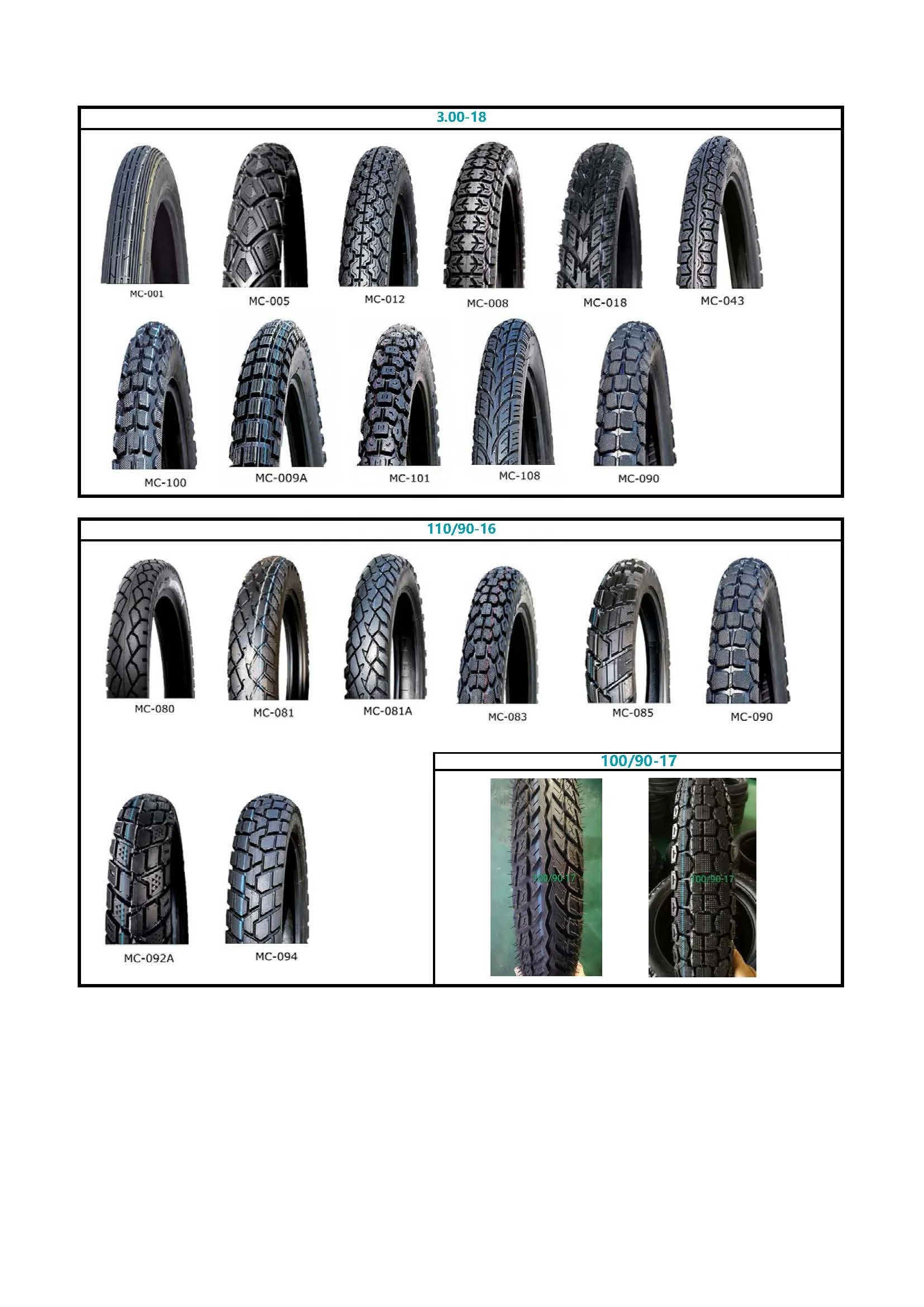 Motorcycle tyre 3.00-17 TT/TL front/rear tire