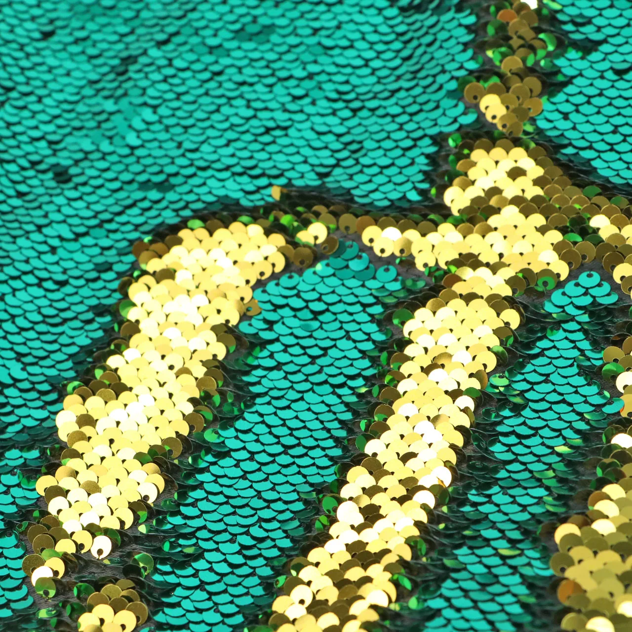 SOLD BY METER High Density Two Sided Flipped Jade Green Sequin Fabric