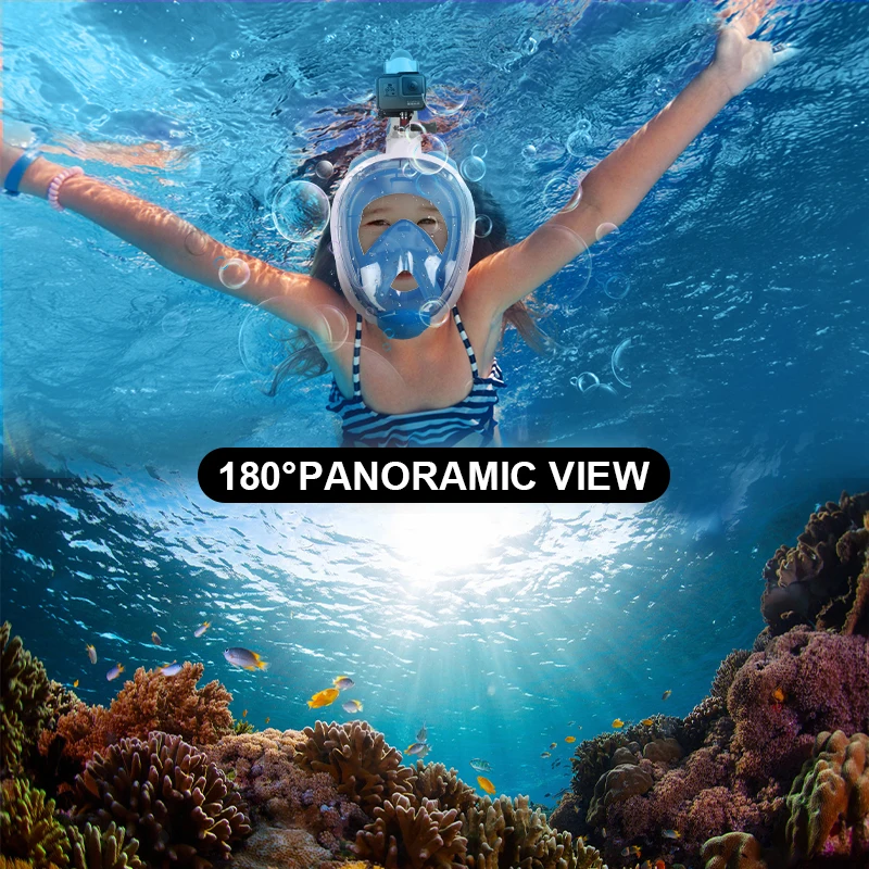High Quality Anti Fog Freebreath Silicone Kids Full Face Snorkel Mask with Detachable Camera Mount
