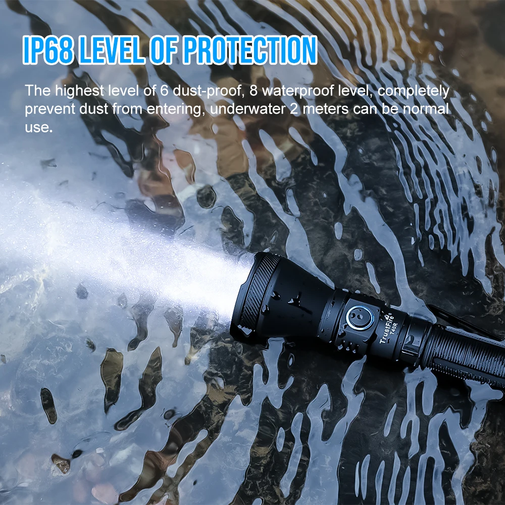 100000 Lumens High Power Led Waterproof Flashlight Trustfire T40R 550Lm Light Hand Usb C Tactical Torch Flashlight