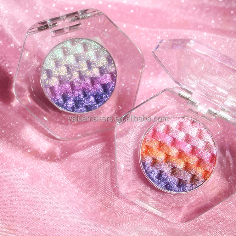 Waterproof Long Lasting Pearlescent Glitter woven pattern rainbow duochrome holographic chameleon Eyeshadow