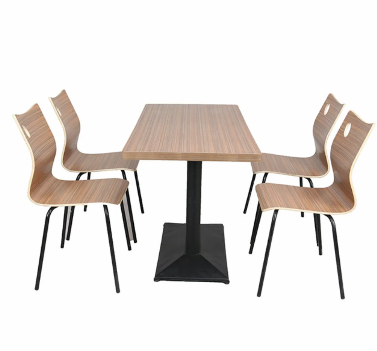 cheap morden restaurant cafe furniture solid wooden  bent wood Dining room table Chairs   with hand hole