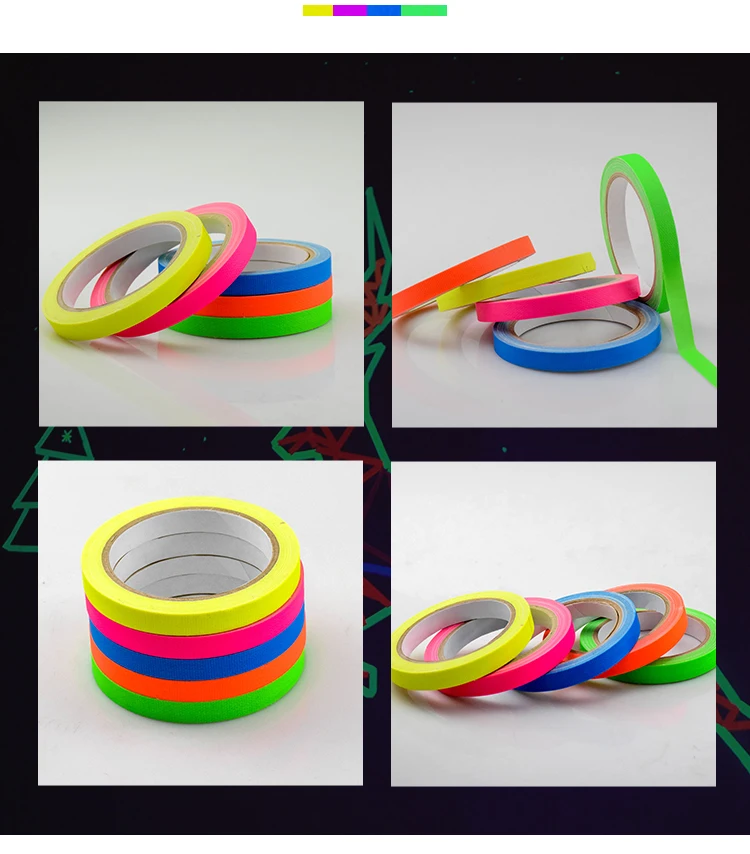 ANTI Hot Sale 6 Colors UV Tape Blacklight Reactive Fluorescent Cloth Tape Glow in The Dark Tape Under UV Black Light
