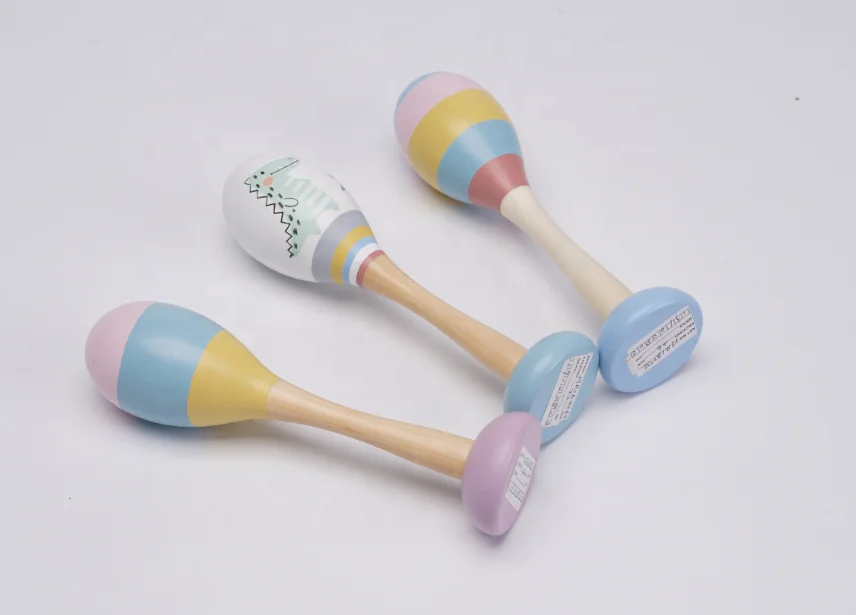 New Design Kids Learning Toys Early Educational  Wooden Maracas Musical Instrument Toy For Kids