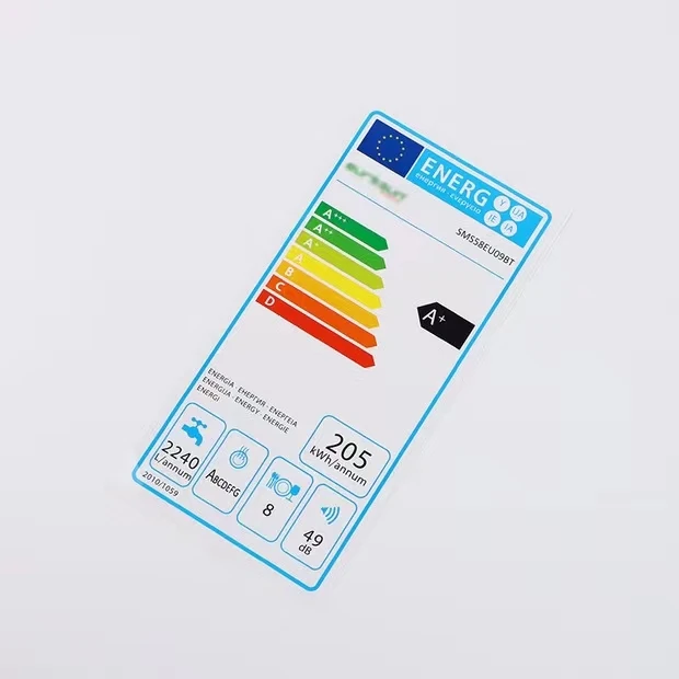 Minsda  Custom Printing Paper Air Conditioner washing machine Adhesive Sticker Energy Efficiency Label for Household Appliances