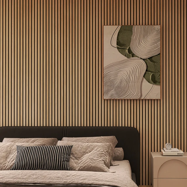 KASARO Eco-Friendly 3D Slat Laminated Wood Wall Pane Sound Absorbing Felt Acoustic Panels For Hall