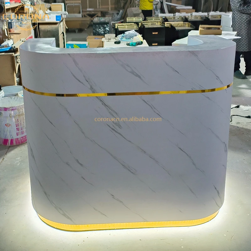 White Reception Desk Beauty Salon Furniture Small Front Desk Receeption Counter