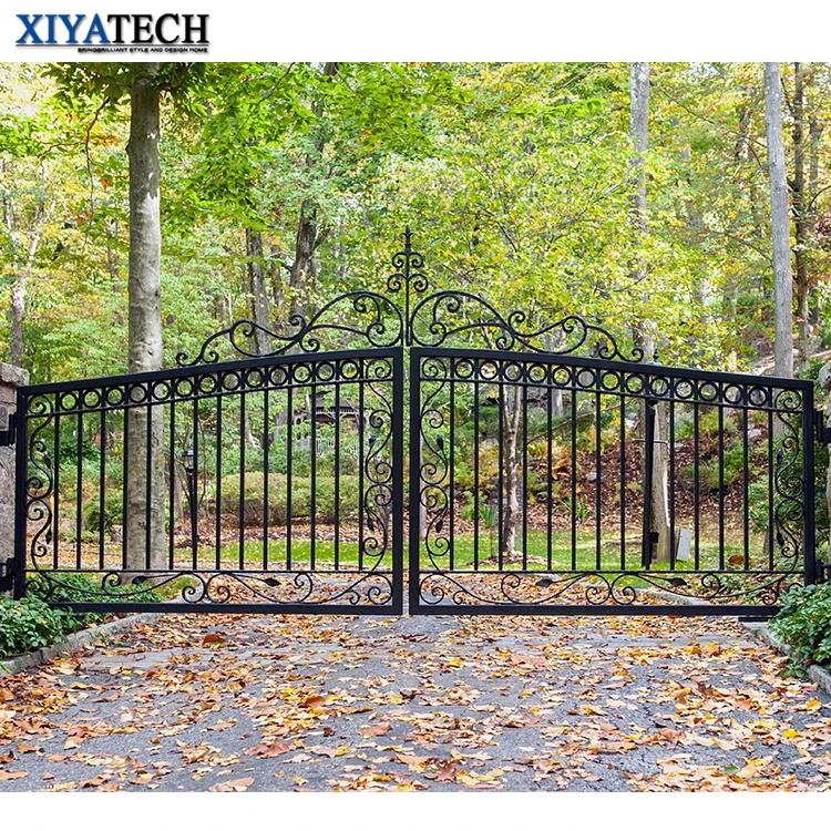 XIYATECH main door grill gate design exterior front entry doors Automatic wrought Iron Design Iron Fancy Gates for Homes