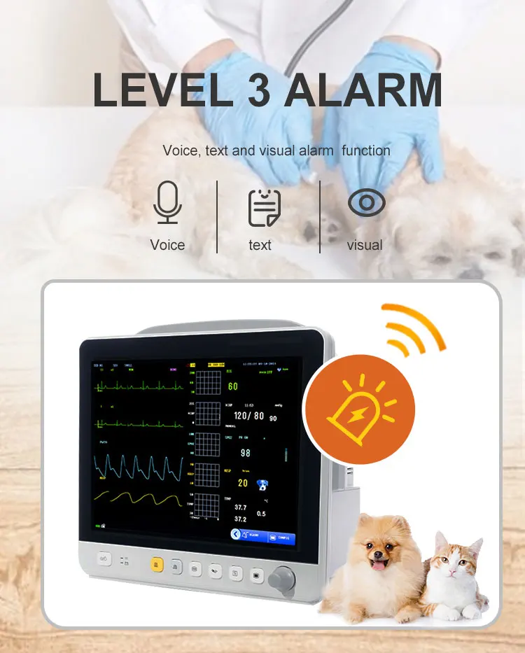 Yonker hospital animal vital sign dog pet ecg heart rate ultrasound machine portable multiparameter veterinary patient monitor