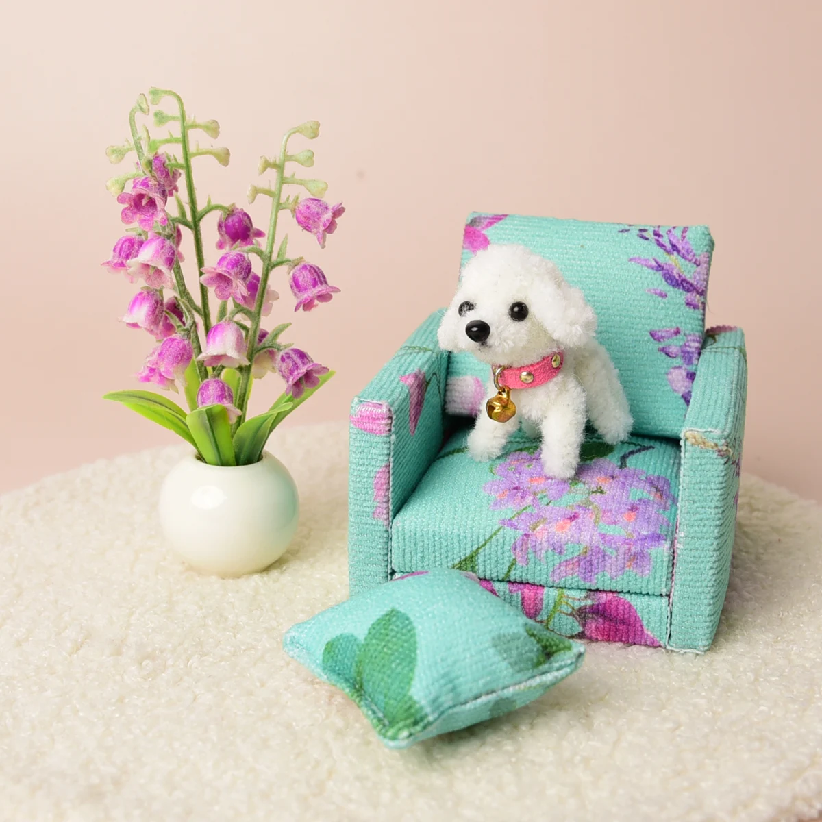 1:12 Miniature vintage doll House fabric single sofa /bjdob11/maileg furniture