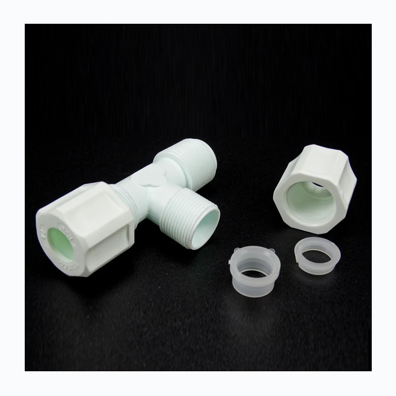 Plastic female connectors pp male run tees male connector straight union 3 way elbow pipe fittings