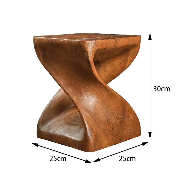 Solid Wood Thai Style Hand Polish Waxy Oil Coating Small Stoo