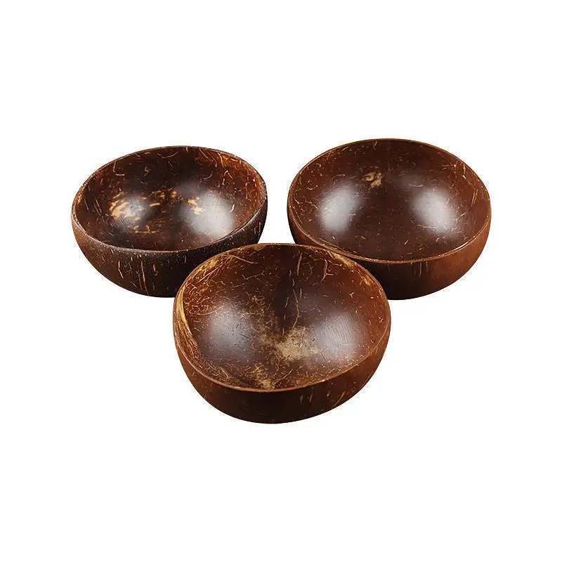 wholesale Natural Eco Friendly Coconut Shell Bowl Coconut Fruit Salad Noodle Bowl Handmade Wooden Bowl For Kit