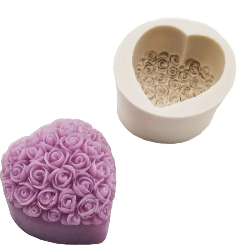 Уникальная силиконовая форма для мыла в форме цветка, сердца, 3 D