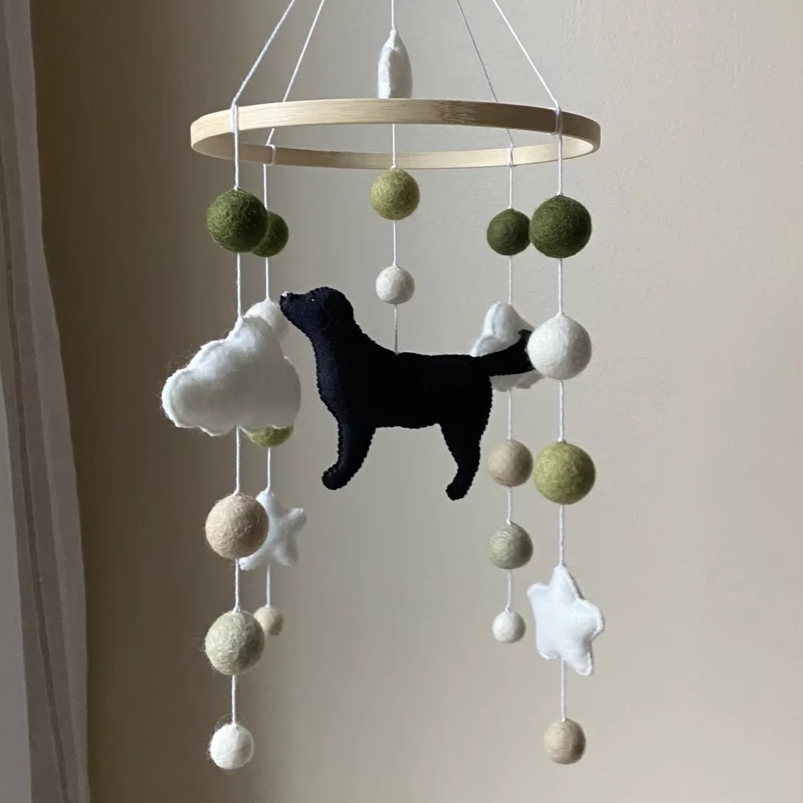 montessori golden retriever nordic stuffed handmade nursery decor high quality soft bed toy dog felt baby crib mobile