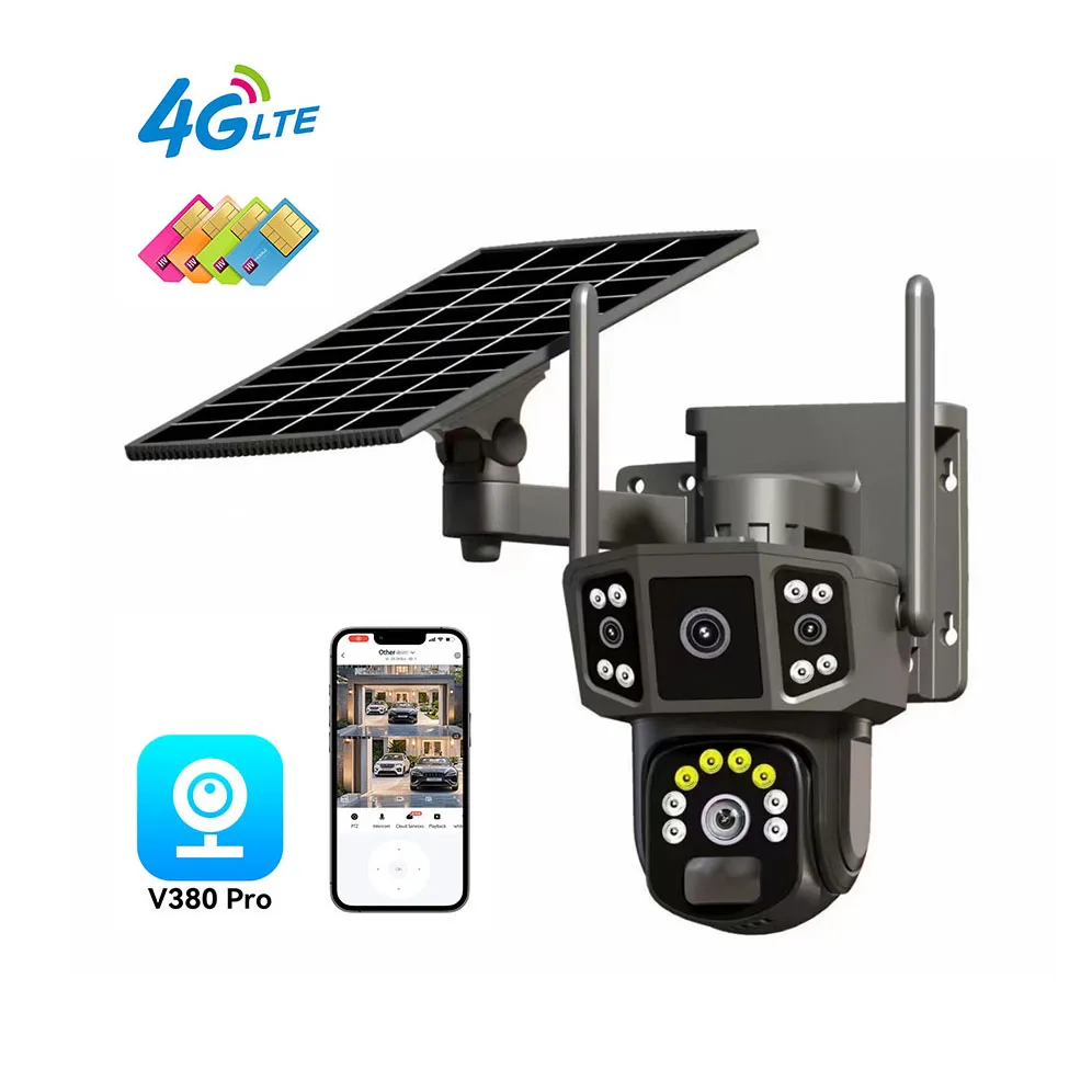 Dual Lens Wide Angle Automatic Tracking HD Night Vision Solar Security Camera wifi