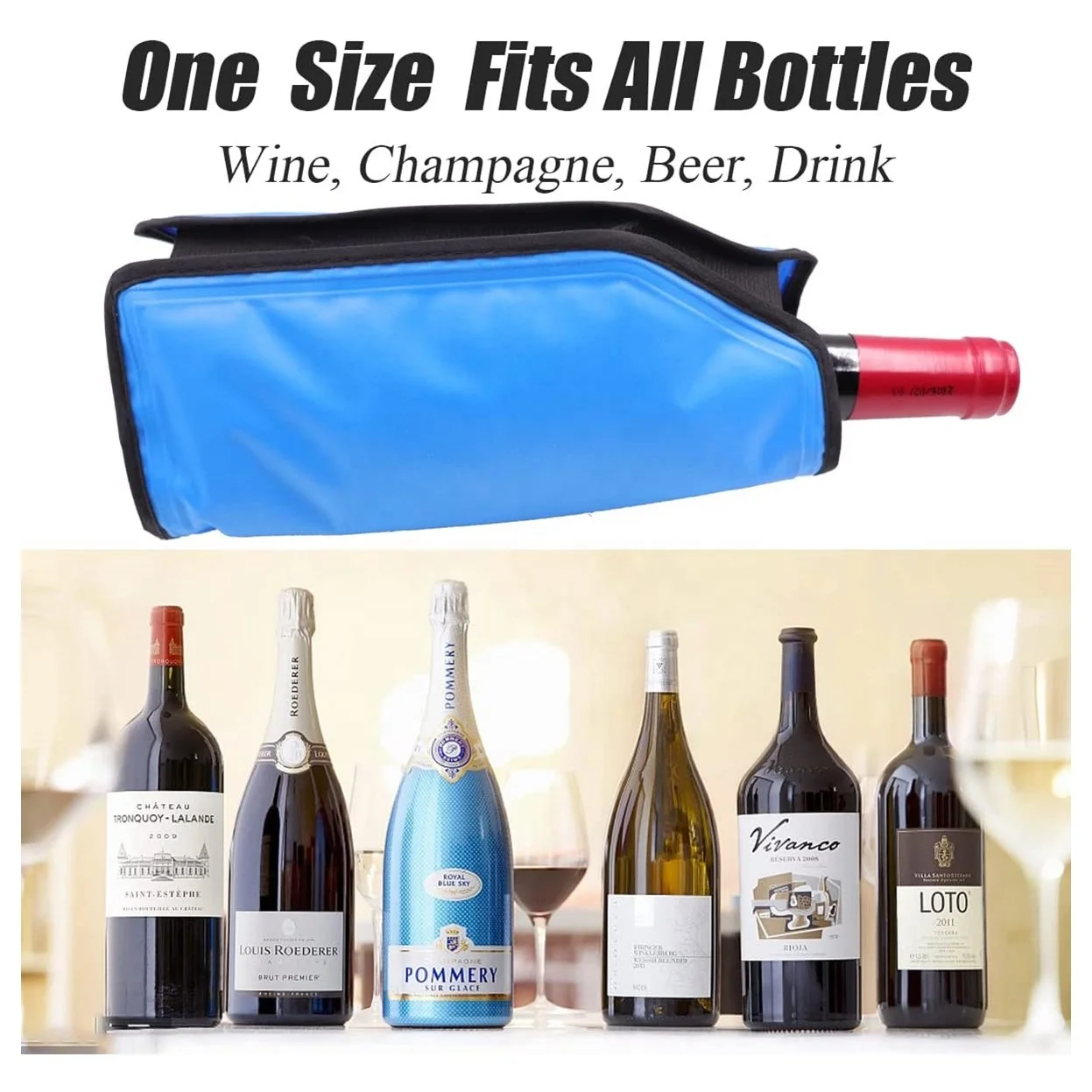 Custom Gel Wine Champagne Bottle Cooler Ice Pack Freezer Sleeve Gel Wine Bottle Chill Cooler