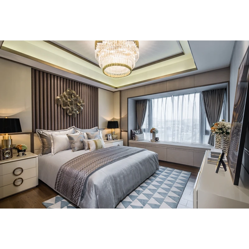 Classical Luxury Solid Wood Villa Bedroom Furniture Design