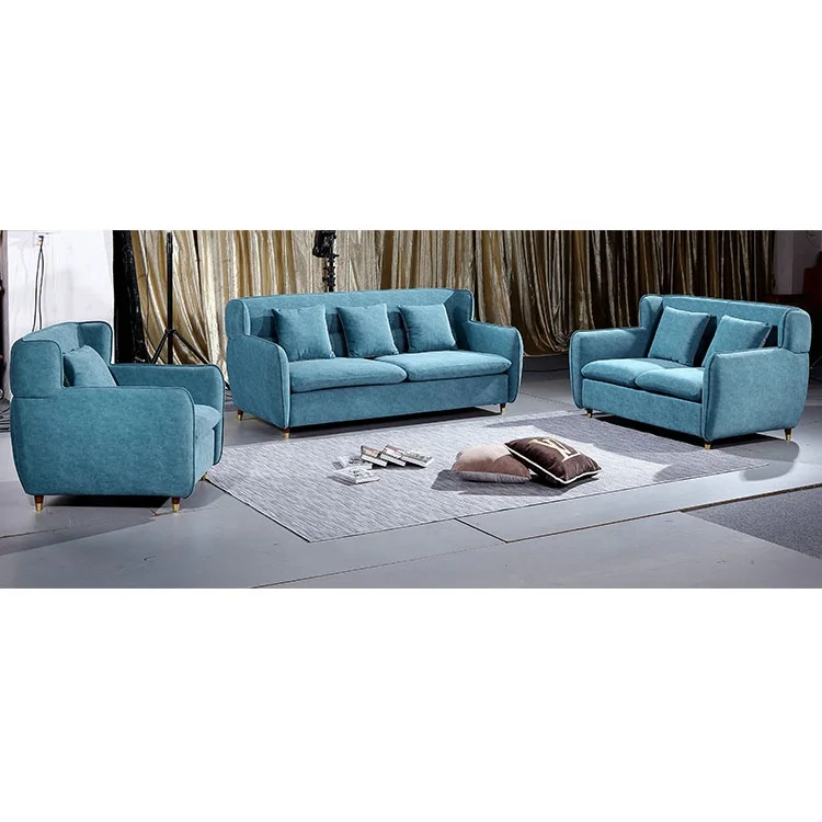 
Blue color 12 3 seater modern couch living room fabric sofa 