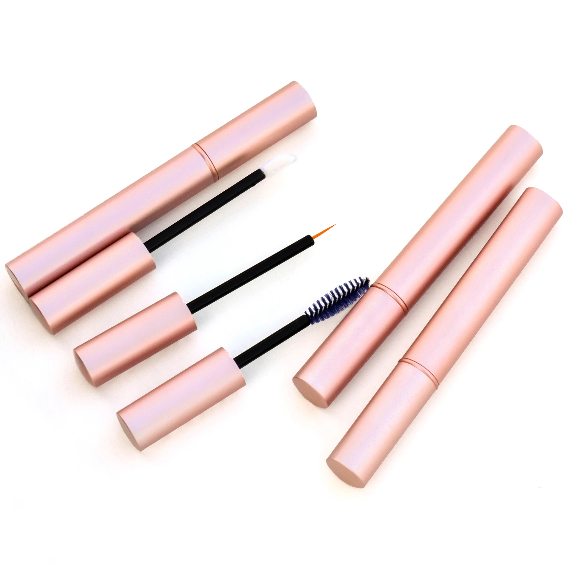 Stock Aluminum eyelash oil bottles eyebrow serum bottle shiny rose pink eyelash serum tube 4ml empty eyeliner container